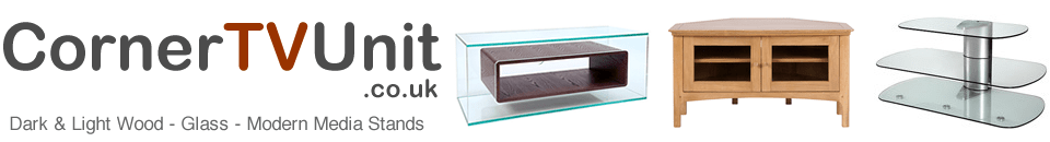 Corner TV Unit Media Furniture Dark Light Wood or Modern Header