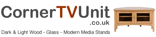 Small Header Logo Corner TV Unit Media Furniture Dark Light Wood or Modern