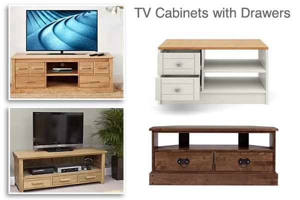 TV Cabinets with drawers and Shelves light dark wood and white TV Stands