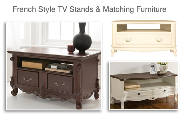 French Style TV Stands Units and Antique Media Cabinets
