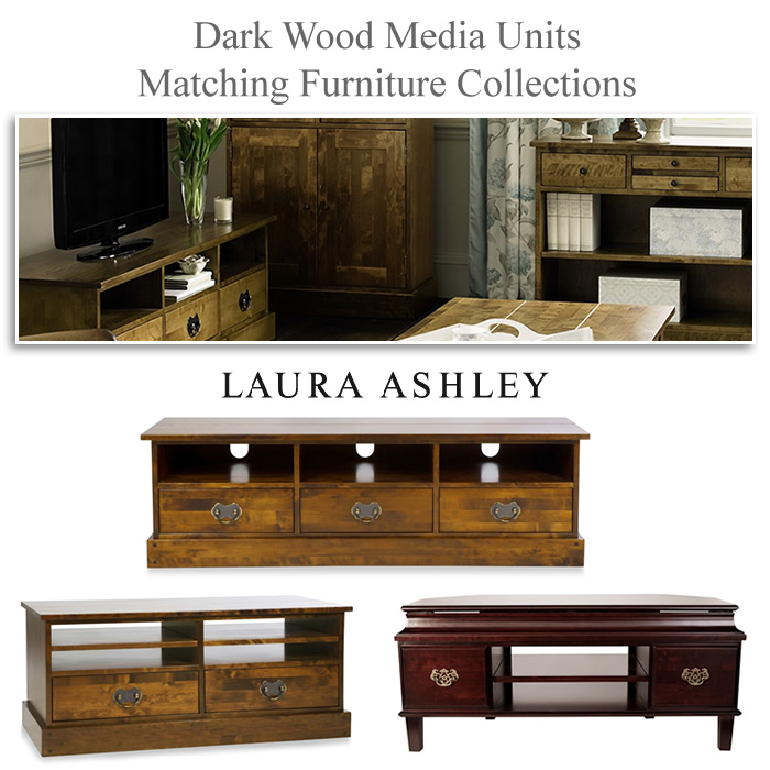 Laura Ashley dark wood media units and mahogany TV cabinets